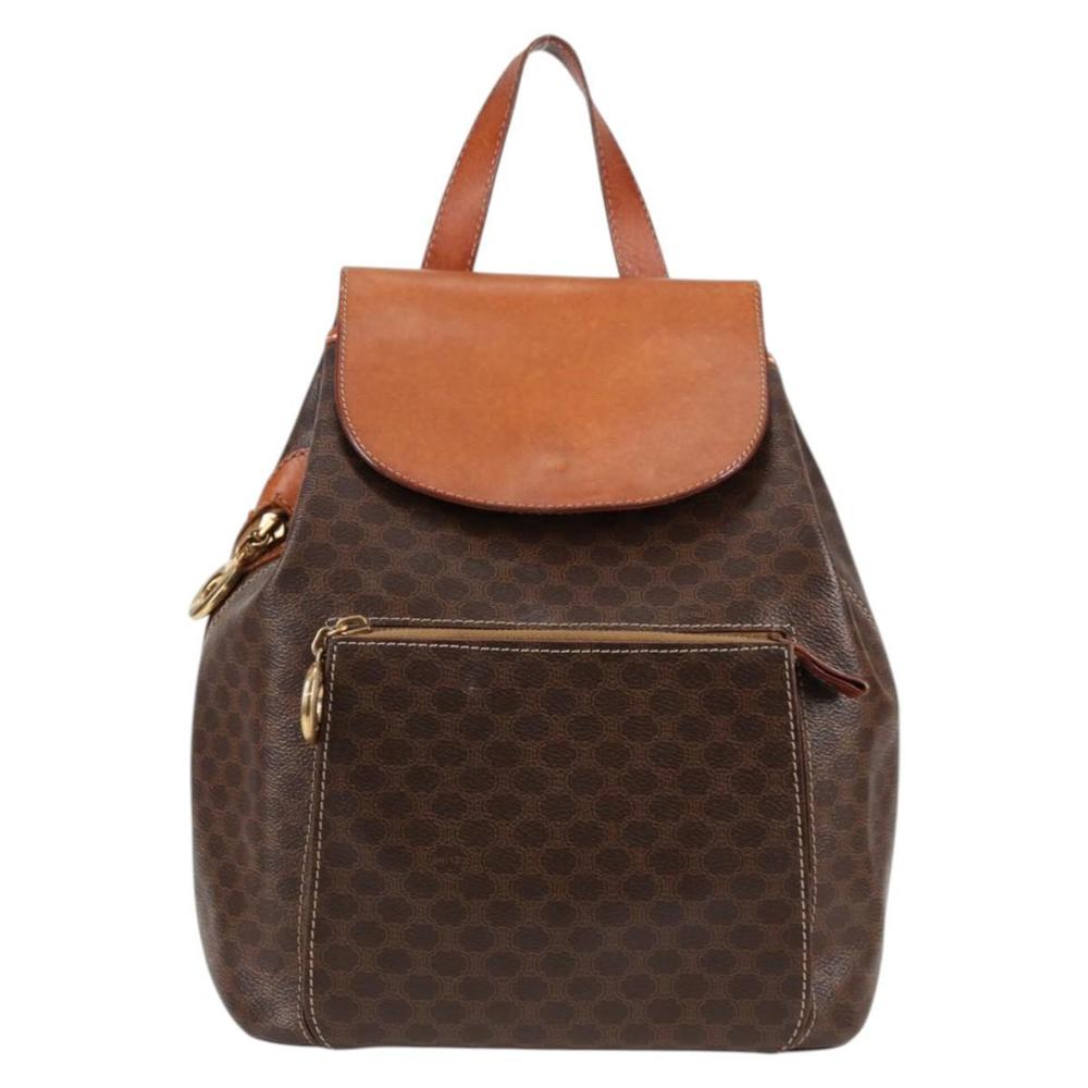 CELINE Macadam Canvas Backpack PVC Leather Brown Gold Auth 133049 - Picture 13 of 16